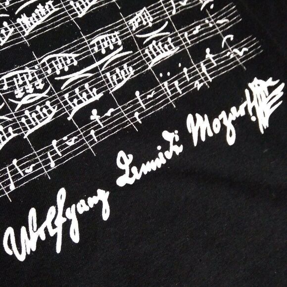 Vintage 90s Wolfgang Mozart Sheet Music Memetto T-Shirt - Picture 5 of 9